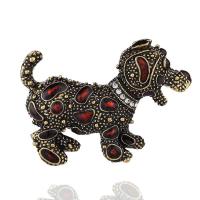 Zinc Alloy Brocher, Hund, forgyldt, mode smykker & for kvinde & med rhinestone, nikkel, bly & cadmium fri, 33x44mm, Solgt af PC