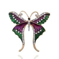 Zinc Alloy Brooches Butterfly plated fashion jewelry & for woman & with rhinestone nickel lead & cadmium free Sold By PC