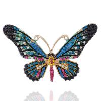 Zinc Alloy Brocher, Butterfly, forgyldt, mode smykker & for kvinde & med rhinestone, nikkel, bly & cadmium fri, 45x75mm, Solgt af PC