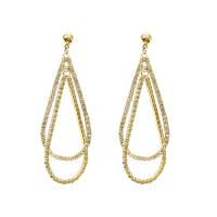 Zinc Alloy Drop Earrings plated for woman & with rhinestone nickel lead & cadmium free Sold By Pair