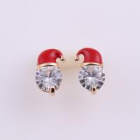 Legering Stud Earring, Nissehue, mode smykker & emalje & med rhinestone, flere farver til valg, 9mmX14.7mm, Solgt af par