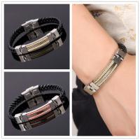 De Armband van mensen, Titanium Staal, met Microfiber PU & Roestvrij staal & Tiger Tail Wire, mode sieraden, meer kleuren voor de keuze, 1.0CMCX0.4CM, Per verkocht Ca 22 cm Strand