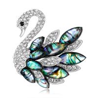 Shell Broche, Zinc Alloy, med Abalone Shell, sølvfarvet forgyldt, for kvinde & med rhinestone, nikkel, bly & cadmium fri, 35x41mm, Solgt af PC