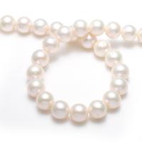 Kulaté kultivované sladkovodní perle, Sladkovodní Pearl, Kolo, přírodní, bílý, 9-10mm,15*10.6cm, Otvor:Cca 0.8mm, Prodáno za Cca 15.5 inch Strand