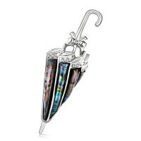 Zinklegering broches, Zinc Alloy, met Abalone Schelp, silver plated, voor vrouw & met strass, nikkel, lood en cadmium vrij, 20x64mm, Verkocht door PC