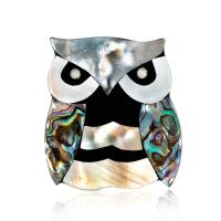 Zinc Alloy Brocher, med Abalone Shell, Owl, sølvfarvet forgyldt, for kvinde, nikkel, bly & cadmium fri, 38x42mm, Solgt af PC