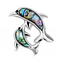 Shell Broche, Zinc Alloy, met Abalone Schelp, silver plated, voor vrouw, nikkel, lood en cadmium vrij, 47x43mm, Verkocht door PC