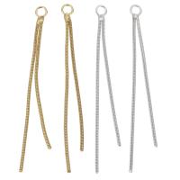 laiton Tassel Pendant, Placage, bijoux de mode & pour femme, plus de couleurs à choisir, 4.50x62x1mm, Trou:Environ 3mm, 50pairescouple/lot, Vendu par lot