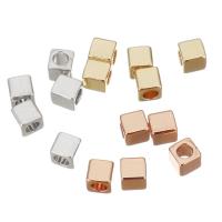 Perline in ottone, Piazza, placcato, gioielli di moda & DIY & per la donna, nessuno, 3x3x3mm, Foro:Appross. 2mm, 50PC/lotto, Venduto da lotto