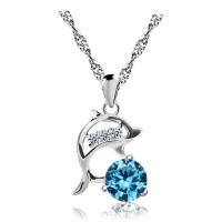 Kubieke Zirkoon Micro Pave Brass Ketting, Messing, met Cubic Zirconia, Dolfijn, plated, mode sieraden & voor vrouw & met zirkonia, meer kleuren voor de keuze, 17*12mm, Verkocht door Strand