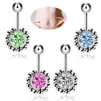 Rustfrit stål Belly Ring, Stainless Steel, Micro Pave cubic zirconia, flere farver til valg, 1.6mm,5mm,8mm, 10pc'er/Lot, Solgt af Lot