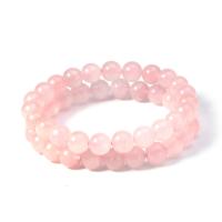 Bracelets quartz, quartz rose, Rond, poli, bijoux de mode & pour femme, rose, 8mm, Vendu par brin