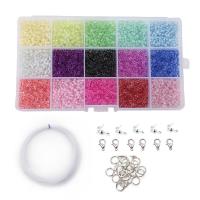 Leanaí DIY Teaghrán Beads Meán Fómhair, Gloine, measctha, 3mm, Díolta De réir Bosca