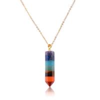 Gemstone smycken halsband, Mässing, med Natursten & Naturliga Quartz, Bullet, plated, mode smycken & för kvinna, fler färger för val, 450*45mm, Säljs av Strand