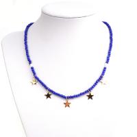 Glass Seed Beads Necklace with Brass Round plated fashion jewelry & for woman 380mm Sold By Strand