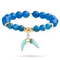 Achat Schmuck Armband, rund, Einbrennlack, Modeschmuck & unisex & facettierte, blau, 190*10*8*25mm, verkauft von Strang