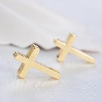 Mässing Cross hängen, guldfärg pläterade, DIY, nickel, bly och kadmium gratis, 8x13mm, 100PC/Bag, Säljs av Bag