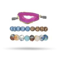 Gemstone Bracciali, quarzo affumicato, with Pietra naturale, Cerchio, lucido, tre pezzi & gioielli di moda & per la donna, colori misti, 180*8*8mm, Venduto da set