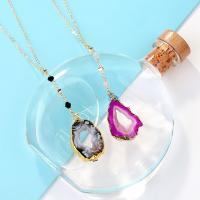 Collier druzy, Agate, avec laiton, Irrégulière, Placage, bijoux de mode & pour femme, plus de couleurs à choisir, 93mm, Vendu par brin