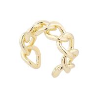 Messing Manchet Finger Ring, gold plated, voor vrouw, nikkel, lood en cadmium vrij, Binnendiameter:Ca 24mm, Verkocht door PC