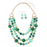 ABS Plastic Jewelry Set earring & necklace plated fashion jewelry & for woman 530mm Sold By PC