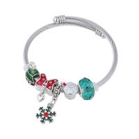 Bracelet European , laiton, Placage de couleur argentée, pour femme & émail, multicolore, protéger l'environnement, sans nickel, plomb et cadmium, Diamètre intérieur:Environ 55mm, Vendu par PC