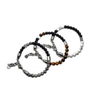 Bracelet homme, acier inoxydable, avec pierre gemme, différents matériaux pour le choix & pour homme, 6mm, Longueur Environ 8.2-8.6 pouce, 10Strandstoron/lot, Vendu par lot