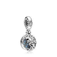 European Style Zinc Alloy Dangle Beads silver color plated for woman & with rhinestone blue nickel lead & cadmium free Sold By Bag