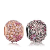 Zinc Alloy European Beads plated DIY & with rhinestone nickel lead & cadmium free Sold By Bag