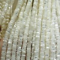 Natural White Shell Perler, Flad Rund, poleret, du kan DIY, hvid, 6*2mm, Solgt af Strand