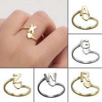 Stainless Steel Finger Ring Alphabet Letter plated fashion jewelry & for woman Sold By PC