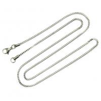 Rostfritt stål Nekclace Chain, ROSTFRITT STÅL, silver pläterad, Unisex, nickel, bly och kadmium gratis, 2mm, Såld Per 24 inch Strand