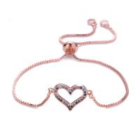 Zirconi micro Bracciale in argento Sterling Pave, ottone, with cubico zircone, Cuore, placcato, gioielli di moda & per la donna, nessuno, 19*13*2mm*4*6mm, Venduto da filo