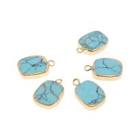 Pendentif turquoise, avec laiton, rectangle, Placage, DIY, bleu, 17*7*3mm, Trou:Environ 1mm, 50PC/sac, Vendu par sac