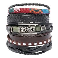 PU Cord Armband, med Kohud & Zink Alloy, plated, 5 stycken & mode smycken & Unisex, 60mm, Säljs av PC