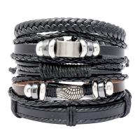 De Armband van mensen, Kunstleer, met Zinc Alloy, plated, 5 stuks & mode sieraden & uniseks, zwart, 60mm, Verkocht door PC