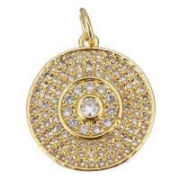 Cubique Pendentif en laiton zircon pavent, Rond, Placage, bijoux de mode & DIY & pour femme & avec zircone cubique, doré, protéger l'environnement, sans nickel, plomb et cadmium, 16x17.50x2.50mm, Trou:Environ 3.5mm, 10PC/lot, Vendu par lot