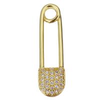 Terningformet Zirkon Micro Pave Messing vedhæng, Papir klip, forgyldt, mode smykker & du kan DIY & for kvinde & med cubic zirconia, flere farver til valg, nikkel, bly & cadmium fri, 8x28x3mm, Hole:Ca. 3.5mm, 10pc'er/PC, Solgt af PC