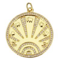 Cubic Zirconia Micro Pave Brass Pendant Round plated fashion jewelry & DIY & for woman & with cubic zirconia golden nickel lead & cadmium free Approx 3mm Sold By PC