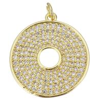 Cubique Pendentif en laiton zircon pavent, Rond, Placage, bijoux de mode & DIY & pour femme & avec zircone cubique, doré, protéger l'environnement, sans nickel, plomb et cadmium, 22x25x2.50mm, Trou:Environ 3mm, 10PC/lot, Vendu par lot