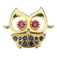 Kubik Zirkonium mikro bana Mässing Kontaktdon, Owl, plated, mode smycken & DIY & för kvinna & med cubic zirconia, nickel, bly och kadmium gratis, 18x15x4mm, Hål:Ca 1.5mm, 10PC/Lot, Säljs av Lot