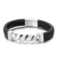 De Armband van mensen, Titanium Staal, met Kunstleer, plated, voor de mens, meer kleuren voor de keuze, 56x12mm,210x12mm, Verkocht door PC