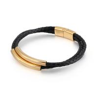 Bracelet homme, Acier titane, avec Faux cuir, Placage, pour homme & à fils multiples, plus de couleurs à choisir, 26x5mm,9x205mm, Vendu par PC