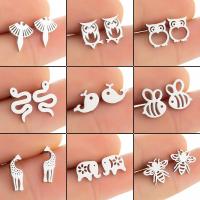 Stainless Steel Stud Earrings plated fashion jewelry & for woman Sold By Pair