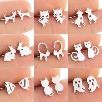 Stainless Steel Stud Earrings plated fashion jewelry & for woman Sold By Pair