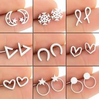 Stainless Steel Stud Earrings plated fashion jewelry & for woman Sold By Pair