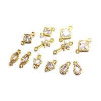 Cubic Zirconia Micro Pave Latão Connector, cobre, with zircone em forma de cubo, Banhado a cor de ouro de KC, DIY & Vario tipos a sua escolha, Mais cores pare escolha, níquel, chumbo e cádmio livre, vendido por PC