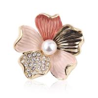 Zinc Alloy Brocher, Flower, forgyldt, mode smykker & Unisex & med rhinestone & frosted, nikkel, bly & cadmium fri, 35x35mm, Solgt af PC