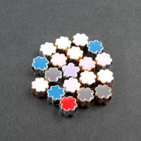 Granos de acrílico de la joyería, Trébol de cuatro hojas, diferente color y patrón para la elección & Bricolaje, más colores para la opción, 9*10*6mm, agujero:aproximado 2mm, Vendido por UD