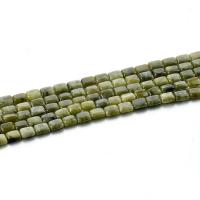 Grânulos de gemstone jóias, Pedra natural, Squaredelle, polido, DIY, verde, 6x8mm, 46PCs/Strand, vendido por Strand